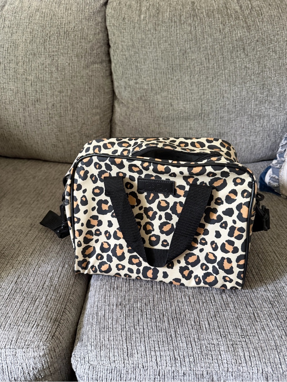 Leopard Print Utility Lunch Bag - Black & Tan